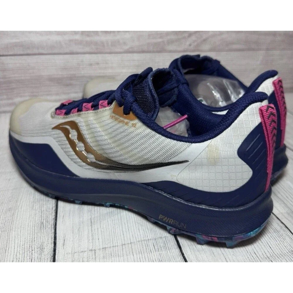 Saucony Peregrine 12 Blue Gold Pink Trail Running Sneakers Womens Sz 9.5